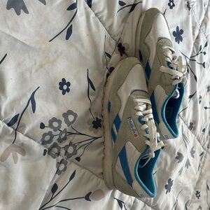 Reebok White and Blue Retro Sneakers